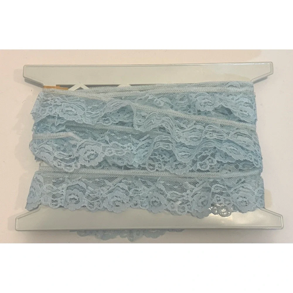 VTG Blue Lace Trim Ribbon 4.7 Yards‎ Floral Scalloped Sewing Craft Embellishment